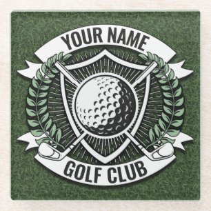 Personalisiert NAME Golfer Golfclub Turf Clubhaus Glasuntersetzer