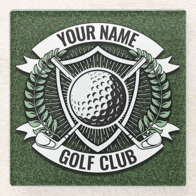 Personalisiert NAME Golfer Golfclub Turf Clubhaus Glasuntersetzer (Vorderseite)