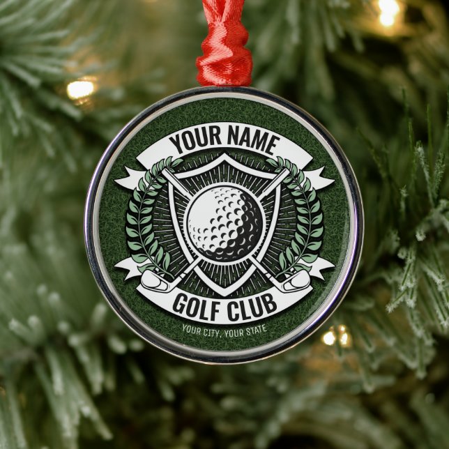 Personalisiert NAME Golfer Golfclub Turf Clubhaus Ornament Aus Metall (Baum)