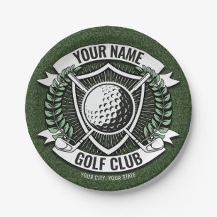 Personalisiert NAME Golfer Golfclub Turf Clubhaus  Pappteller
