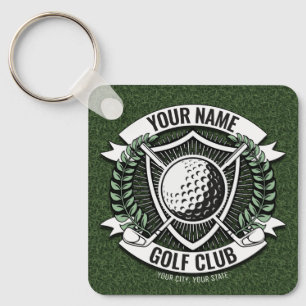Personalisiert NAME Golfer Golfclub Turf Clubhaus Schlüsselanhänger