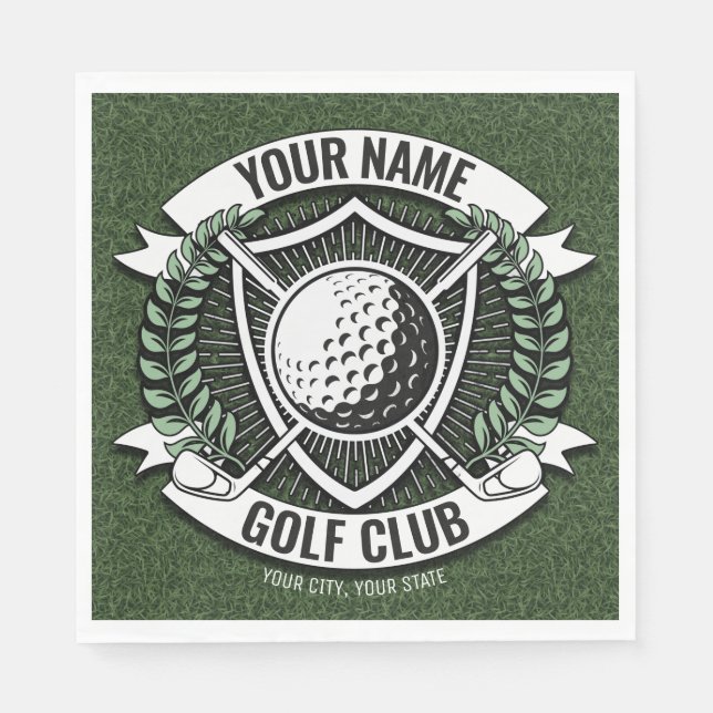 Personalisiert NAME Golfer Golfclub Turf Clubhaus Serviette (Vorderseite)