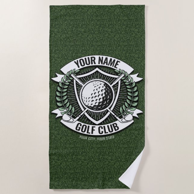 Personalisiert NAME Golfer Golfclub Turf Clubhaus  Strandtuch (Vorderseite)