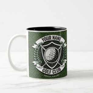 Personalisiert NAME Golfer Golfclub Turf Clubhaus Zweifarbige Tasse