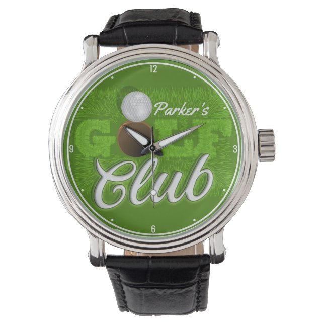 Personalisiert NAME Golfer Green Golf Course Club Armbanduhr (Vorderseite)