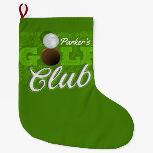 Personalisiert NAME Golfer Green Golf Course Club Großer Weihnachtsstrumpf