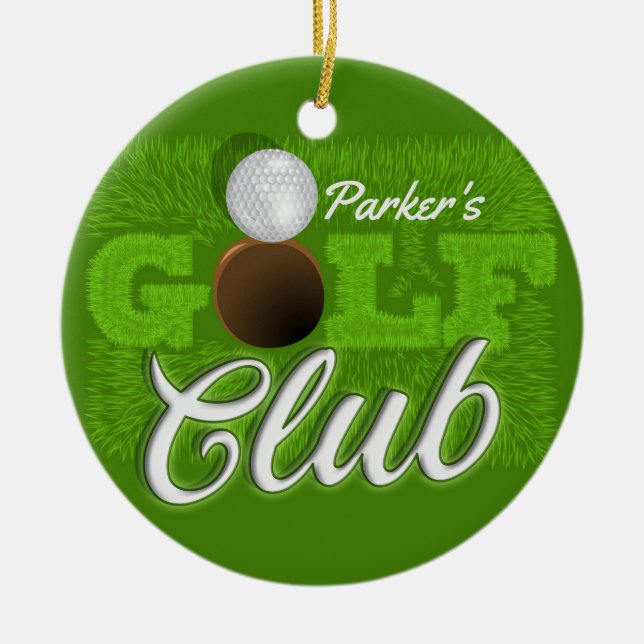 Personalisiert NAME Golfer Green Golf Course Club Keramik Ornament (Vorne)