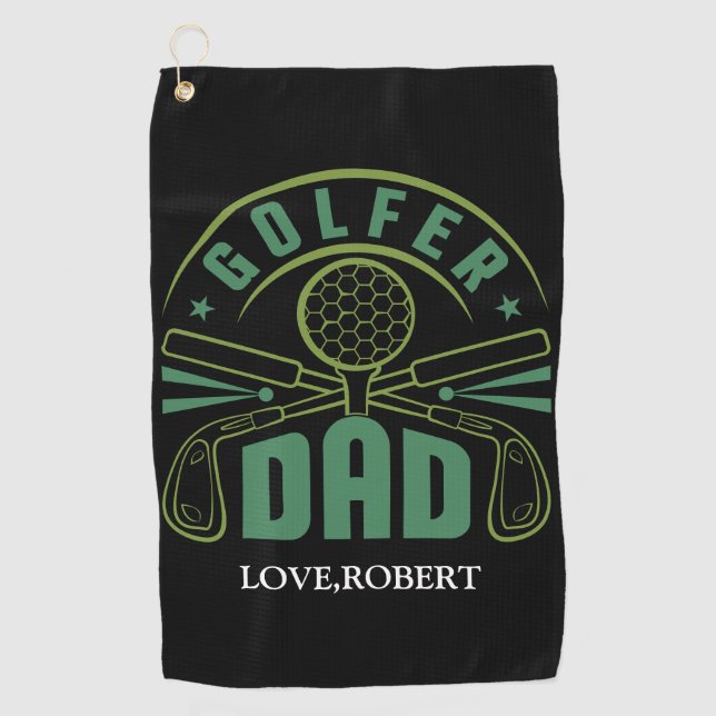 Personalisiert Name Golfer Vater Golfhandtuch (Vorderseite)