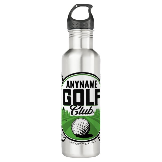 Personalisiert NAME Golfing Pro Golf Club Player Edelstahlflasche (Vorderseite)