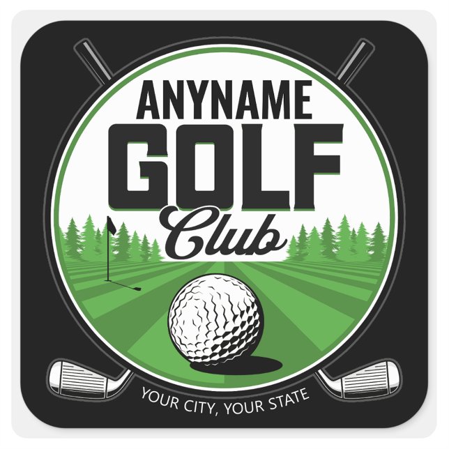 Personalisiert NAME Golfing Pro Golf Club Player Quadratischer Aufkleber (Von Creator hochgeladen)