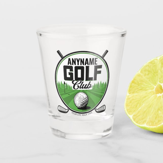 Personalisiert NAME Golfing Pro Golf Club Player Schnapsglas (Vorderseite)