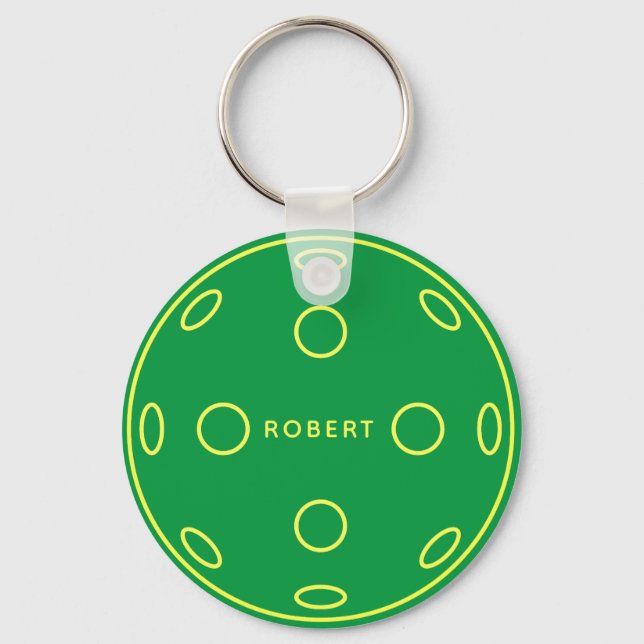 Personalisiert Name Green Pickleball Token Schlüsselanhänger (Vorderseite)