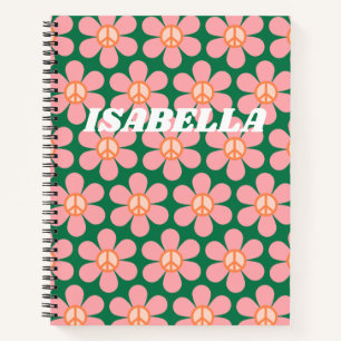 Personalisiert Name Groovy Floral Peace School Notizbuch