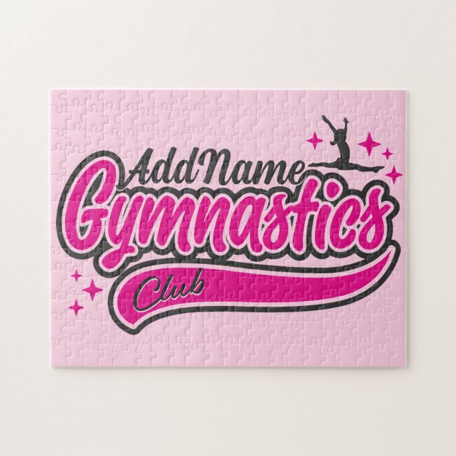Personalisiert NAME Gymnast Split Leap Gymnastik Puzzle (Horizontal)