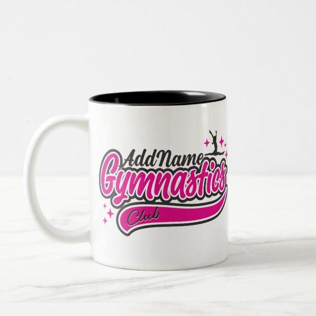 Personalisiert NAME Gymnast Split Leap Gymnastik Zweifarbige Tasse (Links)