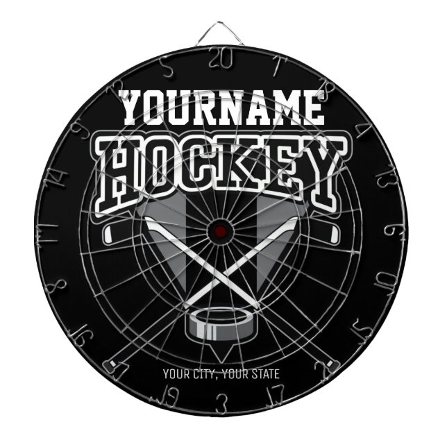 Personalisiert NAME Hockey Player Stick Puck Team Dartscheibe (vorne)
