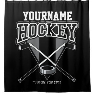 Personalisiert NAME Hockey Player Stick Puck Team Duschvorhang