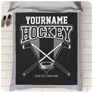 Personalisiert NAME Hockey Player Stick Puck Team Fleecedecke