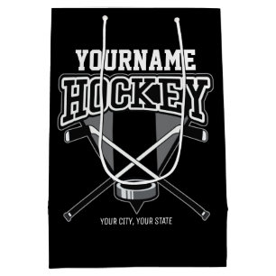 Personalisiert NAME Hockey Player Stick Puck Team Mittlere Geschenktüte