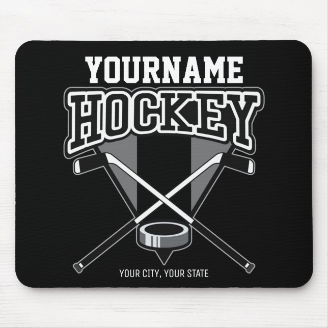 Personalisiert NAME Hockey Player Stick Puck Team Mousepad (Vorne)