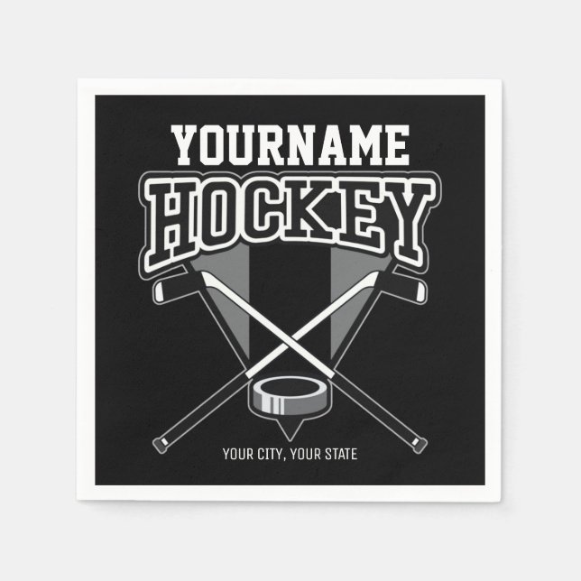 Personalisiert NAME Hockey Player Stick Puck Team Serviette (Vorderseite)