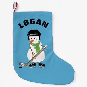 Personalisiert Name Hockey Snowman Weihnachten Kleiner Weihnachtsstrumpf