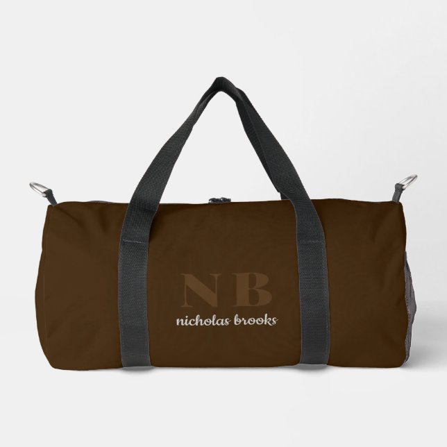 Personalisiert Name Initials Modernes Trendy Brüne Duffle Bag (Vorderseite)