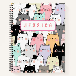 Personalisiert Name Kawaii Cat Notebook Notizbuch