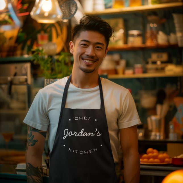 Personalisiert Name Koch Küche Schwarz-weiß Schürze (Custom apron Chef's kitchen)