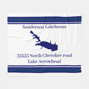 Personalisiert Name Lake Arrowhead Map Navy Blue  Fleecedecke
