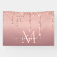 Personalisiert Name Letter Rose Gold Glitzer Banne