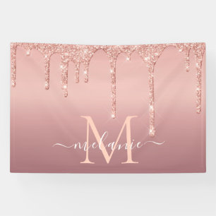 Personalisiert Name Letter Rose Gold Glitzer Banne Banner