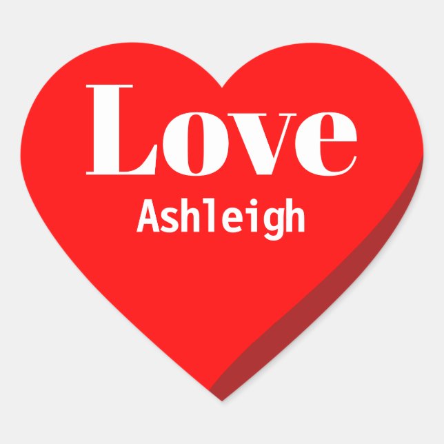 Personalisiert Name Liebe Rotes Herz Herz-Aufkleber (Vorderseite)
