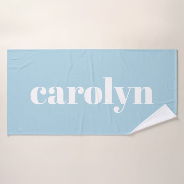 Personalisiert Name Light Blue Retro Typografie Badehandtuch (Badehandtuch)