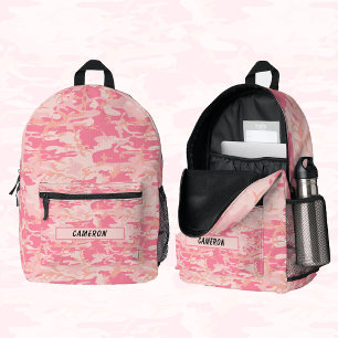 Personalisiert Name Light Pink Camouflage Bedruckter Rucksack