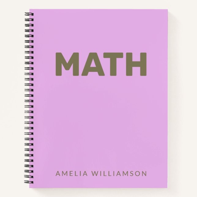 Personalisiert Name Lila School Betreff Math Lilac Notizbuch (Vorderseite)