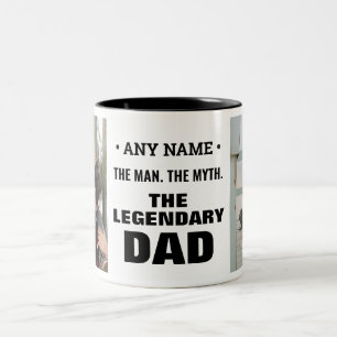 Personalisiert Name Man Myth Legendary Vater Foto Zweifarbige Tasse