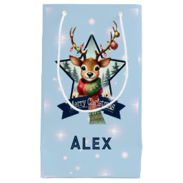 Personalisiert Name Merry Christmas Reindeer Kleine Geschenktüte