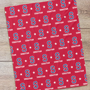 Personalisiert Name Mit Monogramm Star Crimson Nav Fleecedecke