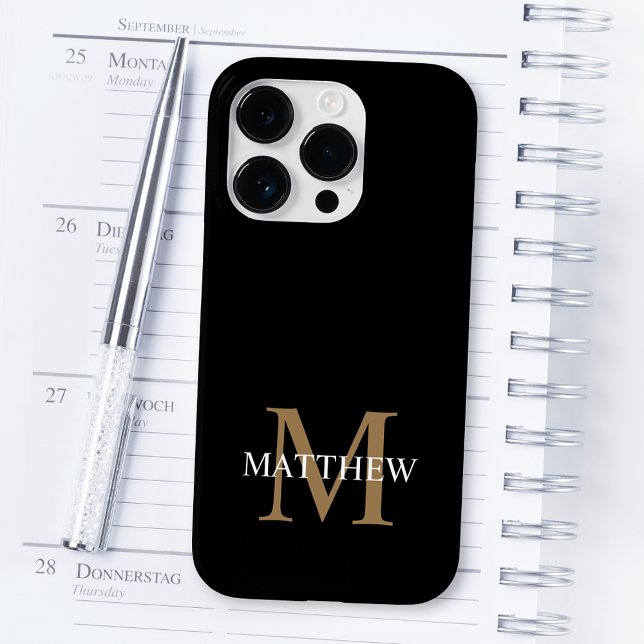 Personalisiert Name Monogram Black Case-Mate iPhone Hülle (Von Creator hochgeladen)