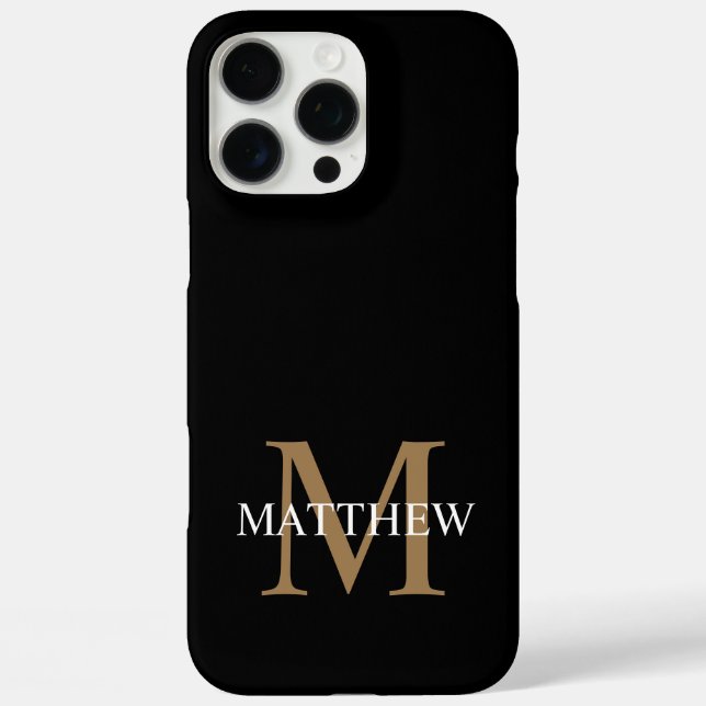 Personalisiert Name Monogram Black Case-Mate iPhone Hülle (Rückseite)