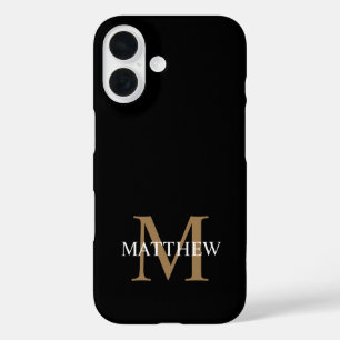 Personalisiert Name Monogram Black iPhone 16 Hülle