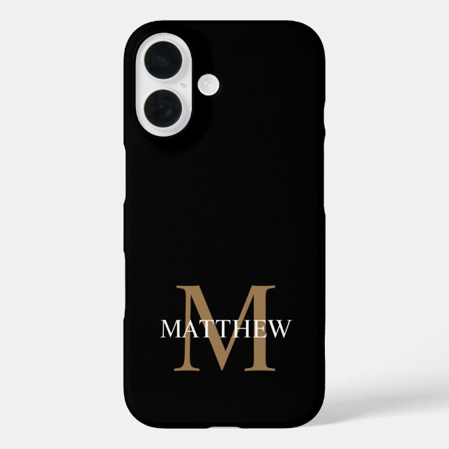 Personalisiert Name Monogram Black Case-Mate iPhone Hülle (Rückseite)