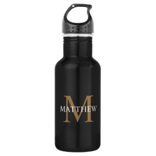 Personalisiert Name Monogram Black Edelstahlflasche