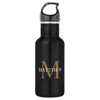 Personalisiert Name Monogram Black Edelstahlflasche