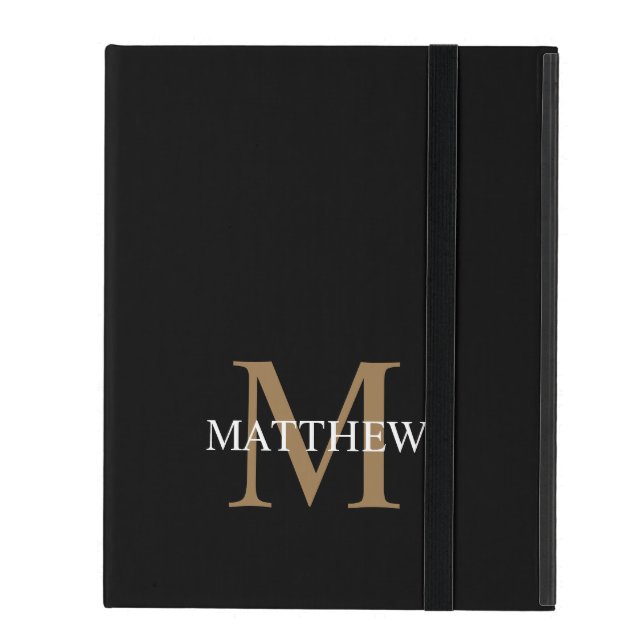Personalisiert Name Monogram Black Etui Fürs iPad (Vorderseite Geschlossen)
