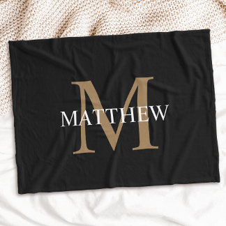 Personalisiert Name Monogram Black Fleecedecke