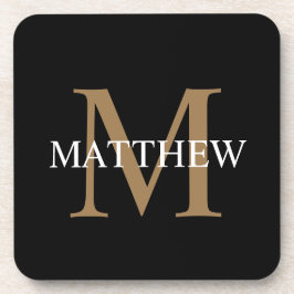 Personalisiert Name Monogram Black Getränkeuntersetzer