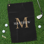Personalisiert Name Monogram Black Golfhandtuch<br><div class="desc">Erstellen Sie Ihr eigenes personalisiertes,  runder Golfhandtuch mit individuelle Name und Monogramm.</div>