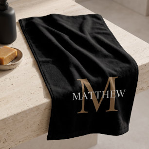 Personalisiert Name Monogram Black Handtuch
